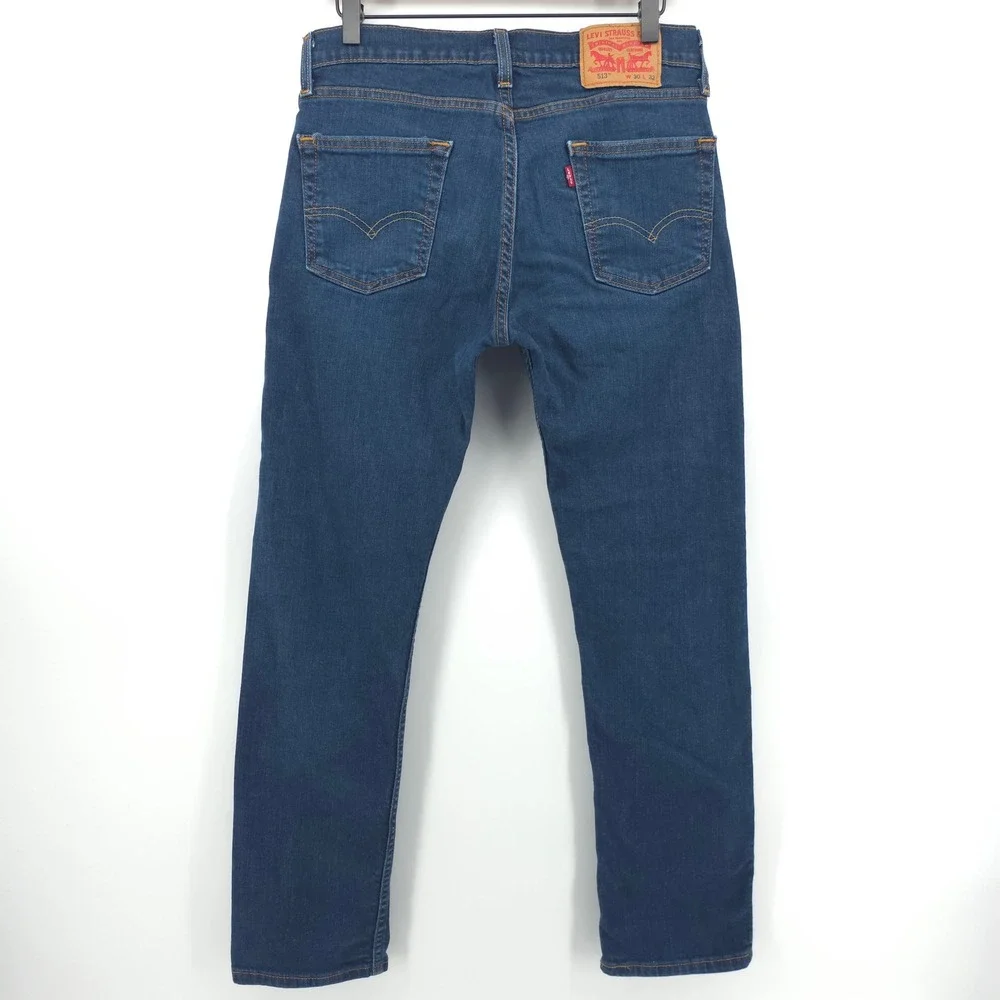 Levis Men's Jeans 513 Slim Straight 30x32‎ Blue Medium Wash Denim Pants